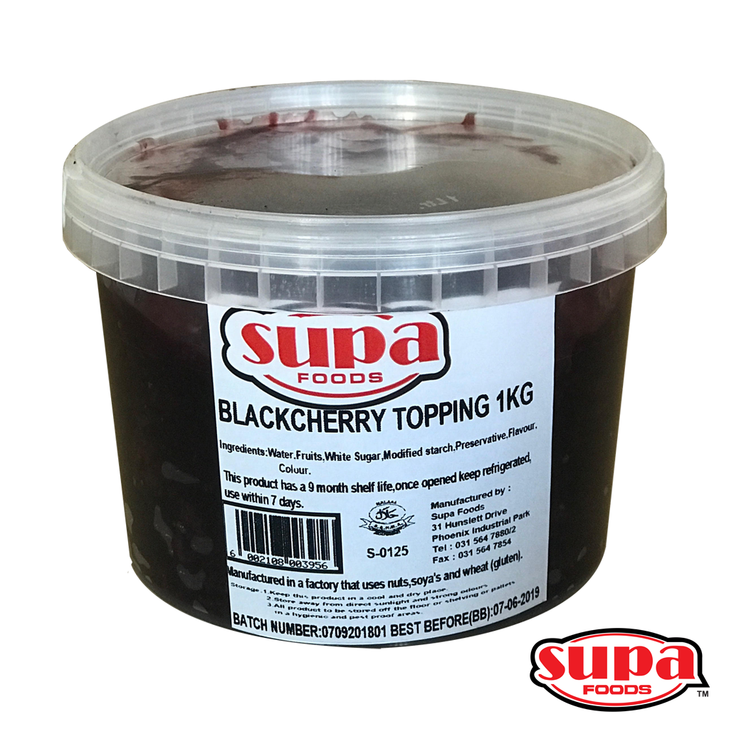 A 1kg tub of Blackcherry Topping (Real Fruit)