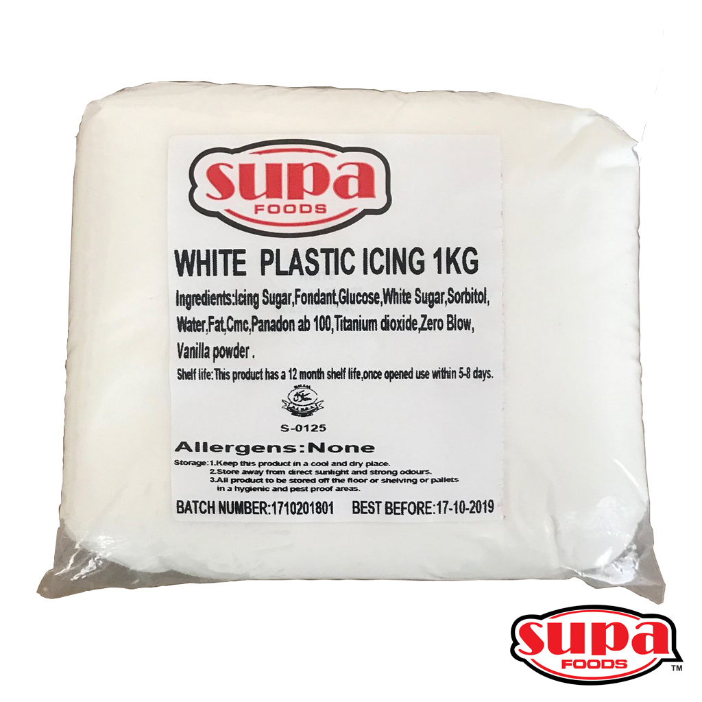 A 1kg bag of white fondant / plastic icing 