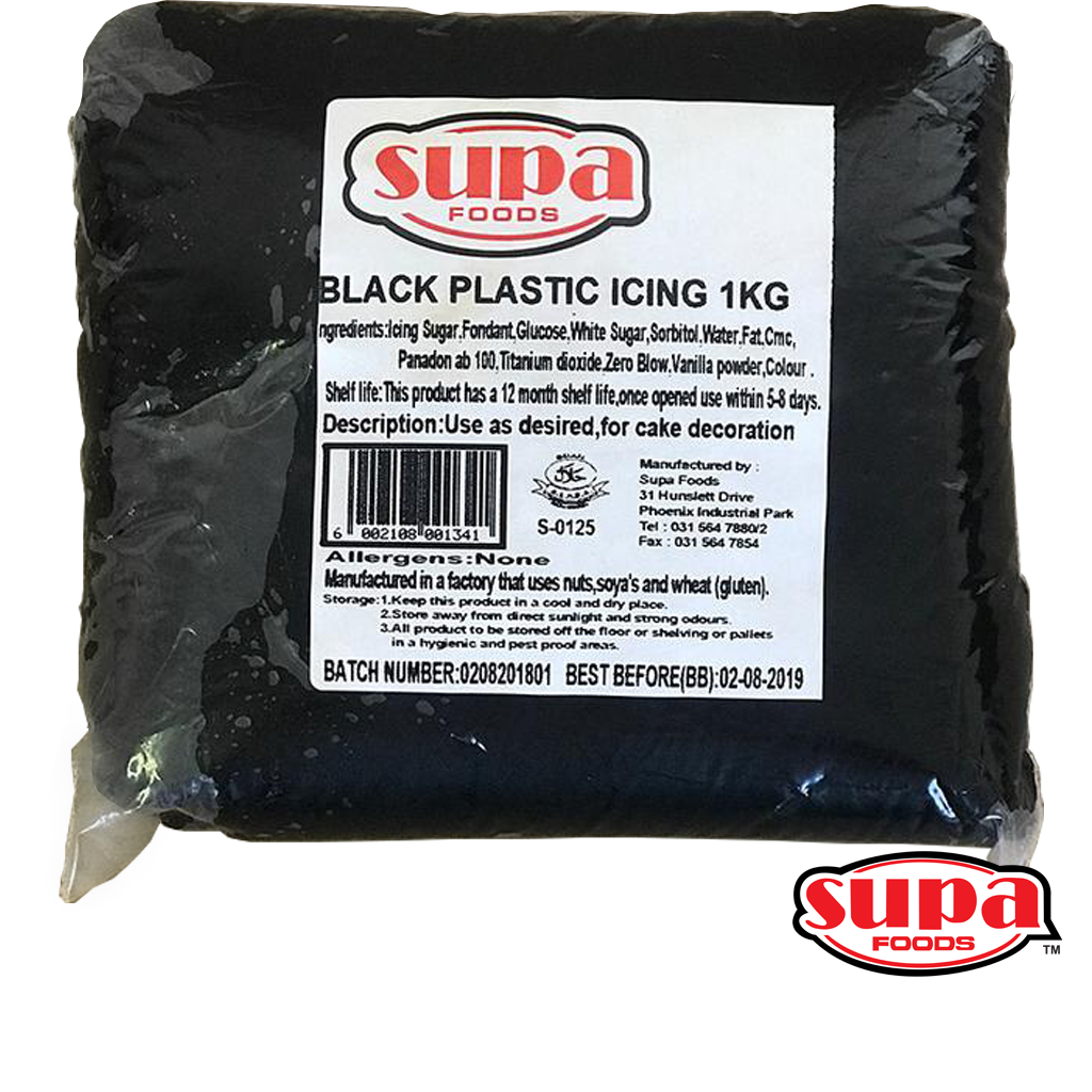A 1kg bag of black fondant / plastic icing 