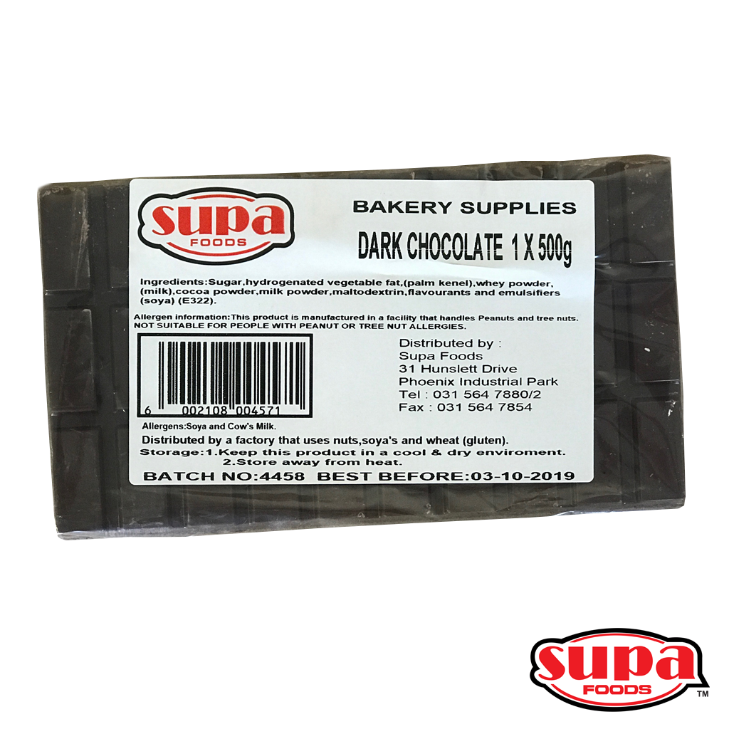 A 500g slab of dark chocolate 