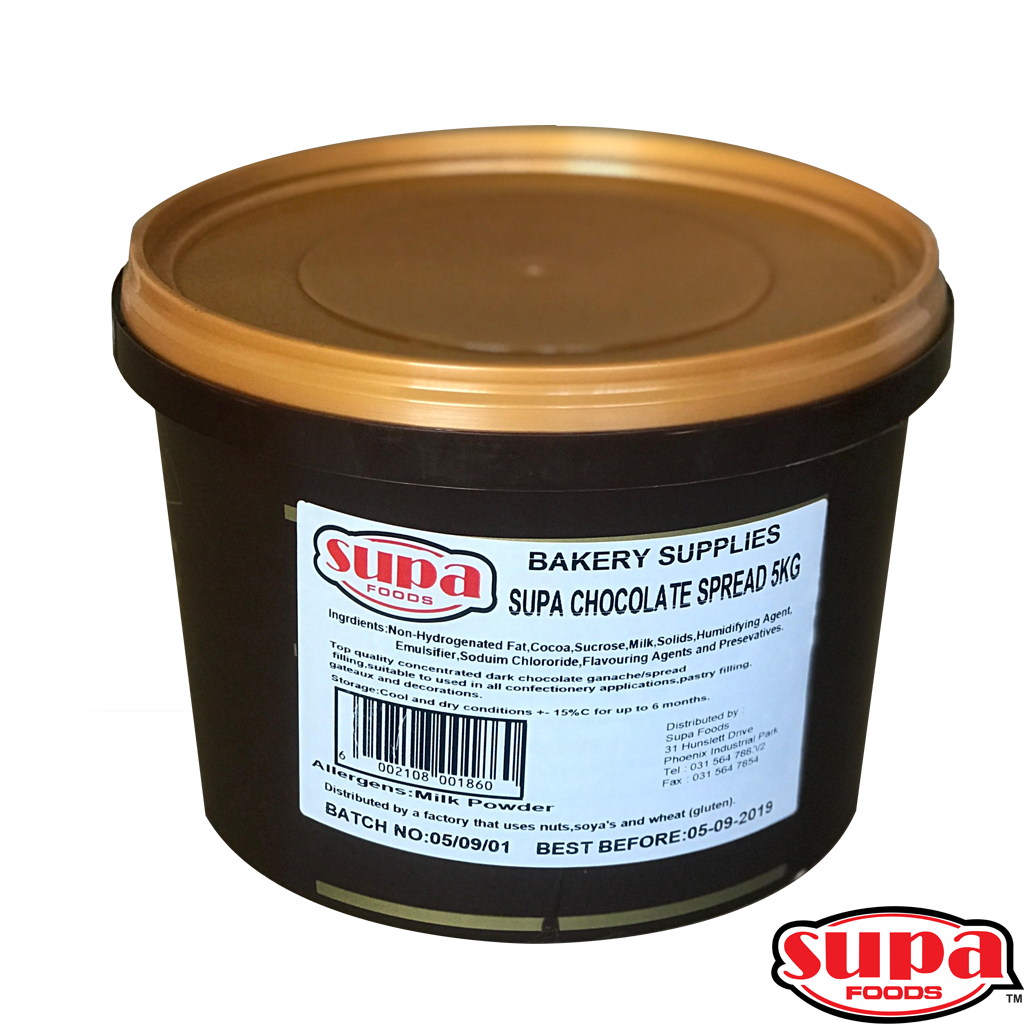 A 5kg tub of Supa Chocolate Spread 