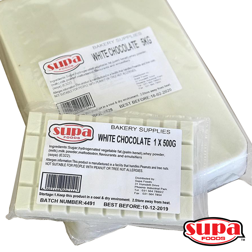 White Chocolate Slab 500g or 25kg 500g x 50 SupafoodsBaking